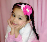 Gabriella- Pink and Hot Pink headband with pearl bow