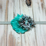 Camilla- Teal and Teal Floral Headband