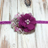 Camilla- Plum and Plum Floral Headband