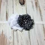 Camilla- White and Gray Polka Dot Headband
