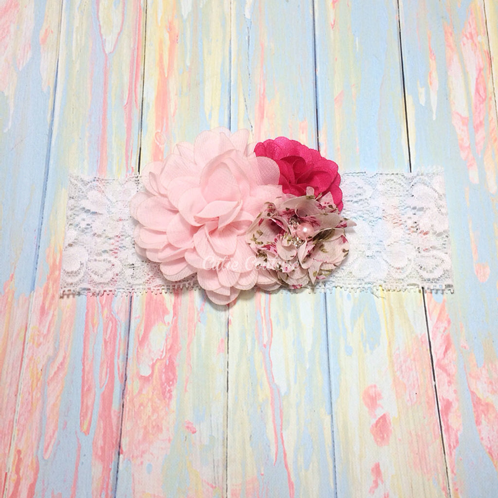 Isabella- Pink and Floral Headband