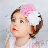 Scarlett- White and Pink Headband with Pearl