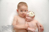 Penelope- Ivory Flower with Gold Rhinestone