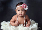 Trisha- White and Dusty Rose Headband