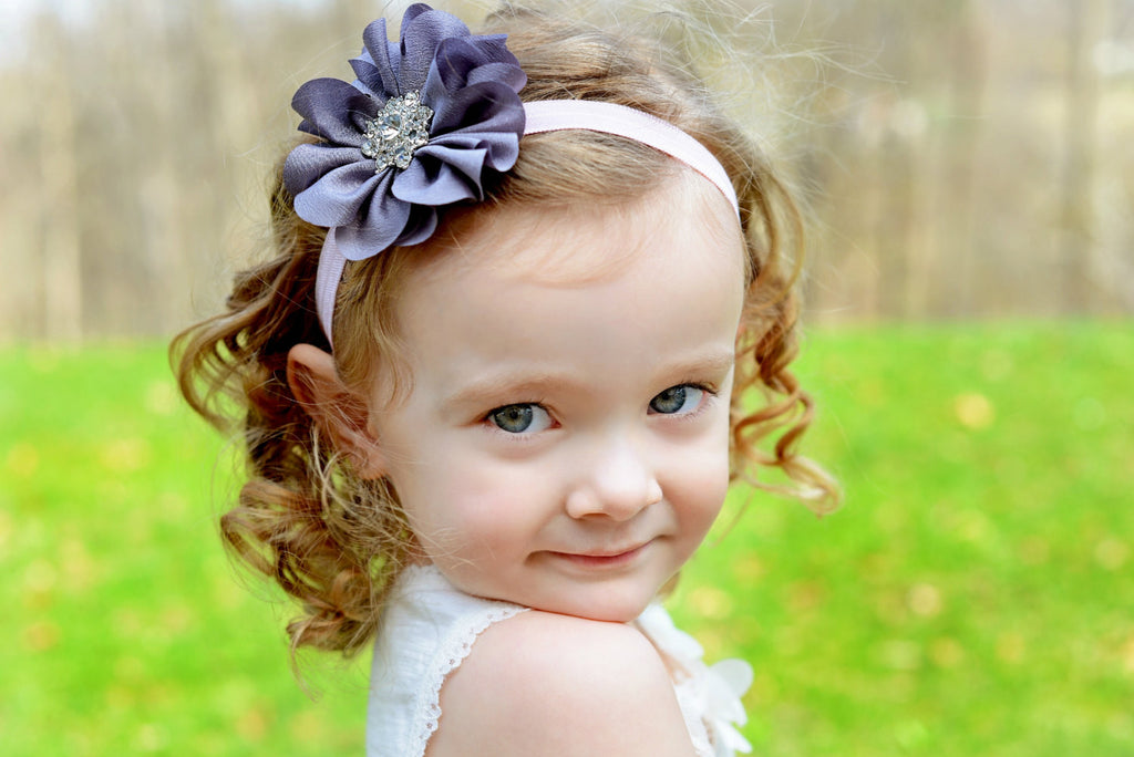 Penelope- Gray Headband with rhinestone