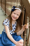 Penelope- Navy Headband with pearl and pink rose
