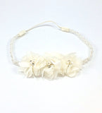 Carmella- Ivory Flowers on Pearl and Beaded Headband