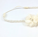 Carmella- Ivory Flowers on Pearl and Beaded Headband