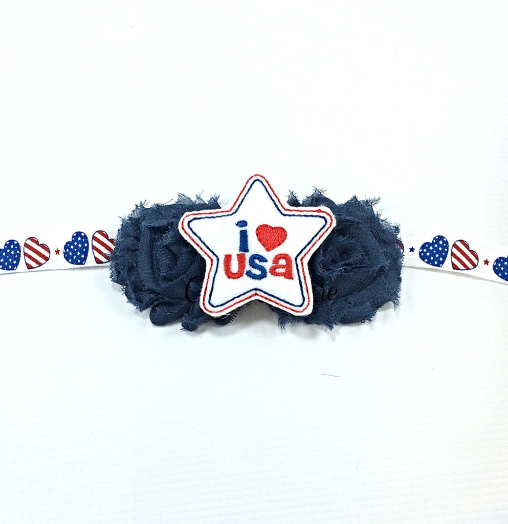 Jasmin- Navy I Love USA Headband