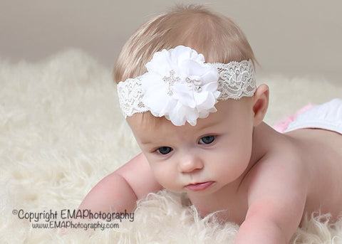 Baptism Headband- White