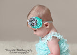 Camilla- Teal and Teal Floral Headband