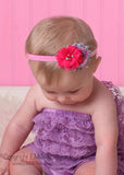 Camilla- Pink Floral and Hot Pink Headband