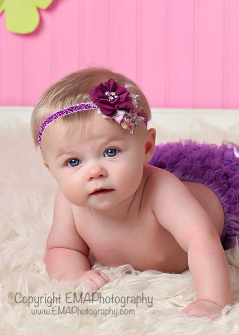 Camilla- Plum and Plum Floral Headband