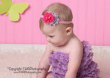 Camilla- Pink Floral and Hot Pink Headband