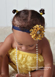 Luciana- Mustard Yellow and Navy Dot Headband