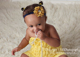 Luciana- Mustard Yellow and Navy Dot Headband