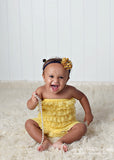 Luciana- Mustard Yellow and Navy Dot Headband