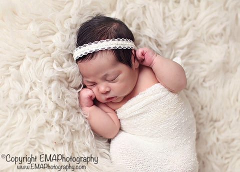 Baptism Headband- Lace and Pearl Headband