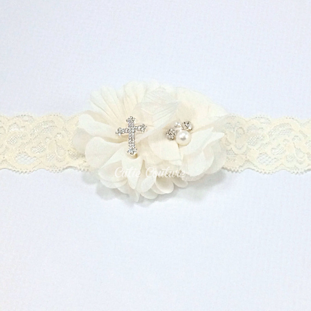 Baptism Headband- Ivory