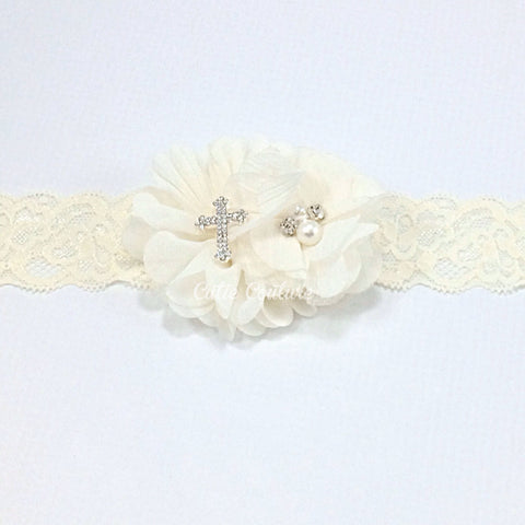 Baptism Headband- Ivory