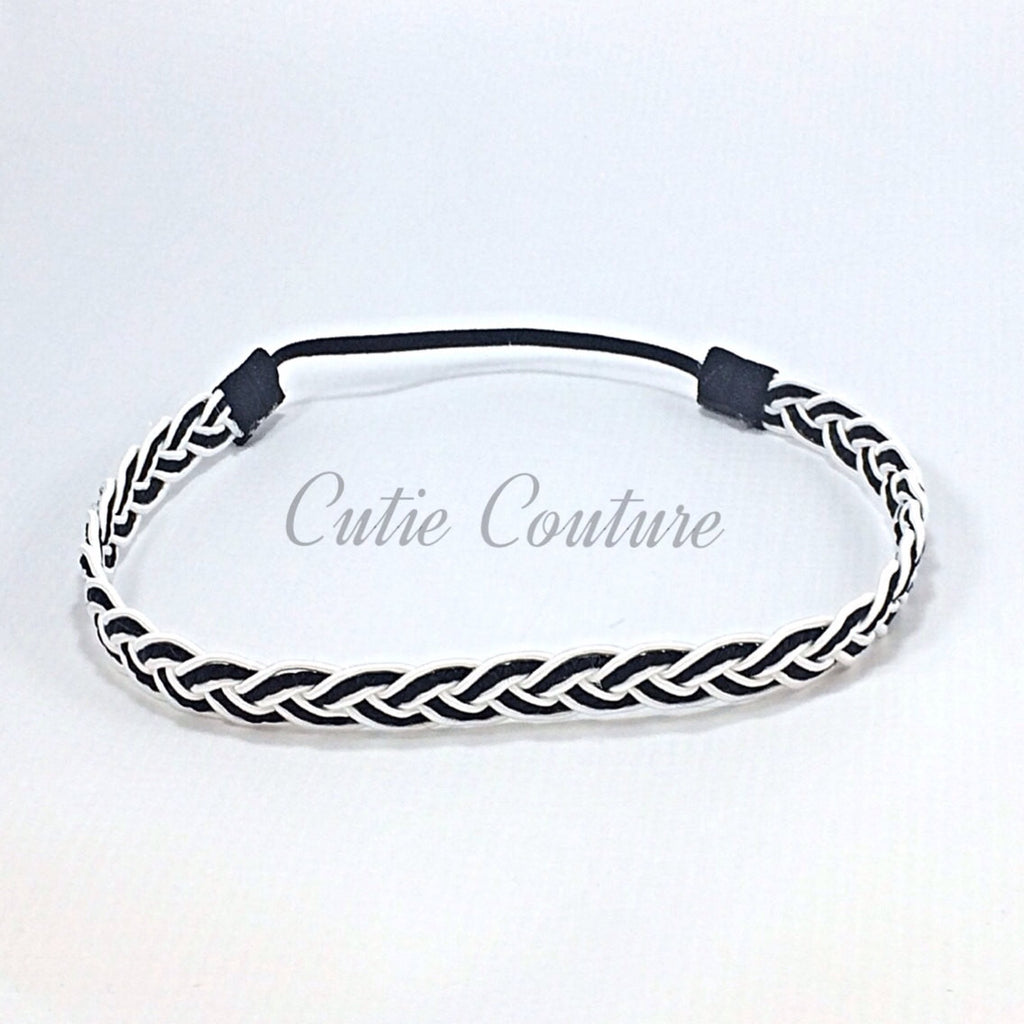 Black and White Braided Headband