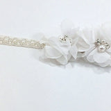 Carmella- White Flowers on pearl and beaded headbands