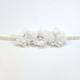 Carmella- White Flowers on pearl and beaded headbands
