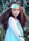 Frozen Headband- White and Aqua Princess
