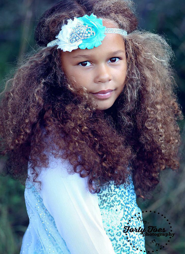 Frozen Headband- White and Aqua Princess