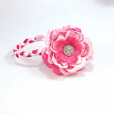 Samantha- Pink, Hot Pink and White Flower on braided headband