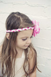 Samantha- Pink, Hot Pink and White Flower on braided headband