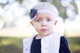 Camilla- White and Gray Polka Dot Headband