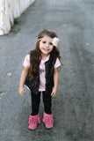 Trisha- Pink and Ivory on a pink, ivory and tan braided headband