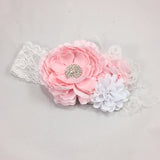 Rosanna- Pink and White Headband with feather