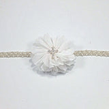 Luciana- White Flower with Cross on Pearl and Beaded Headband