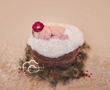 Samantha- Cranberry Flower on a lace headband