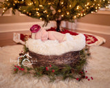 Samantha- Cranberry Flower on a lace headband