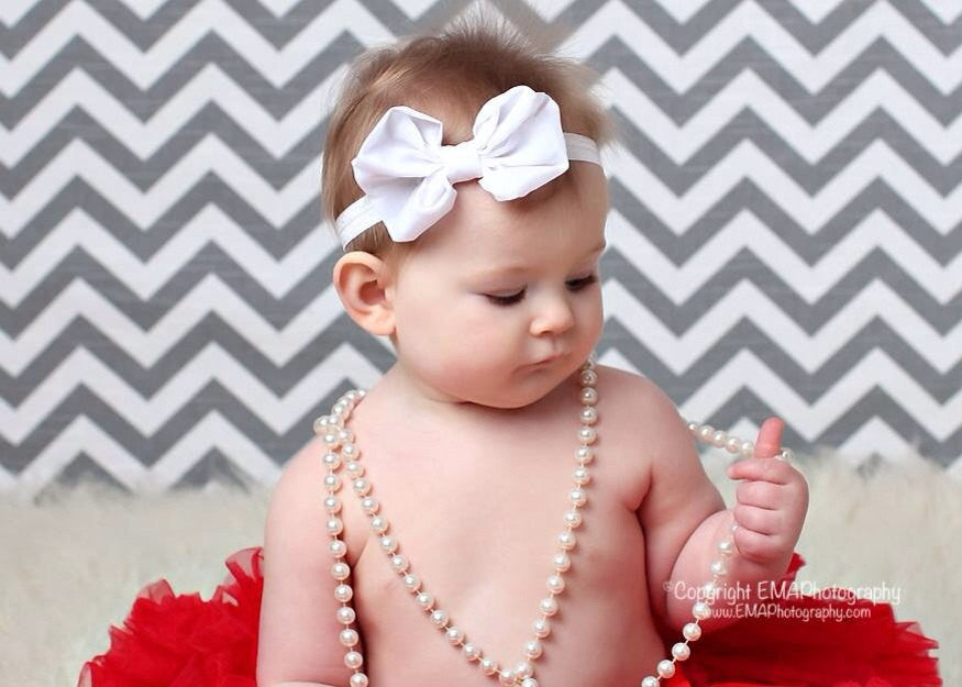 Bonnie- White Bow Headband
