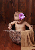 Samantha- Lavender flower on a gold sequin headband