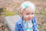Camilla- White and Mint Headband