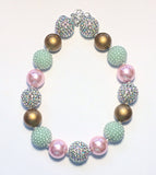 Bubblegum Necklace- Pink, Mint and Gold