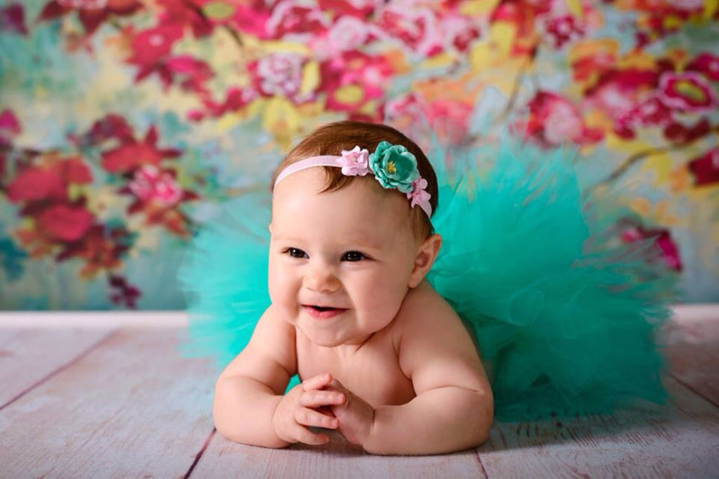 Grace- Pink and Mint Floral Headband
