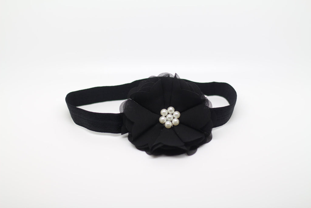 Sydney- Black Headband with Pearls