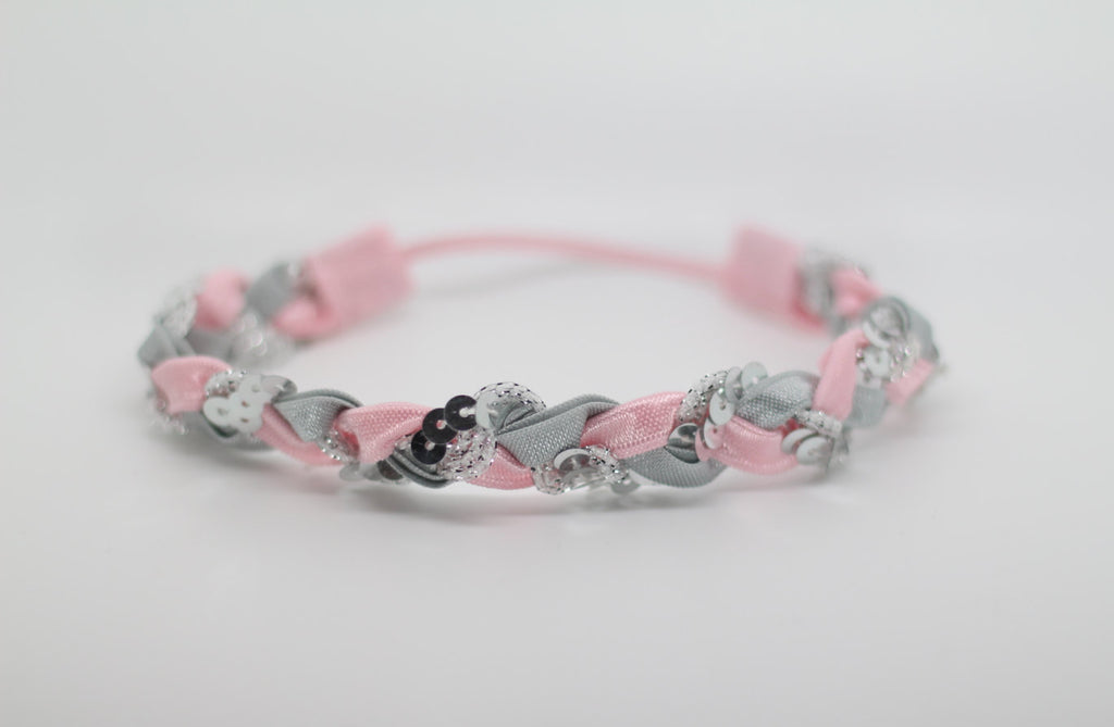 Brandi- Pink, Gray and Silver Sequin Headband