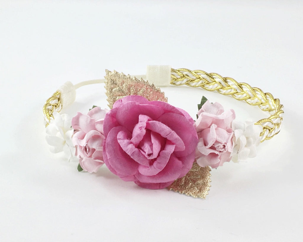 Valentina-Hot Pink, Pink, Gold and White Headband