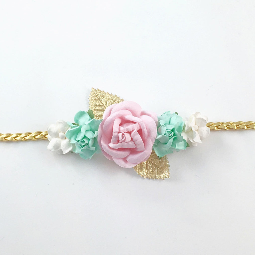 Valentina- Mint, Pink, White, and Gold Headband
