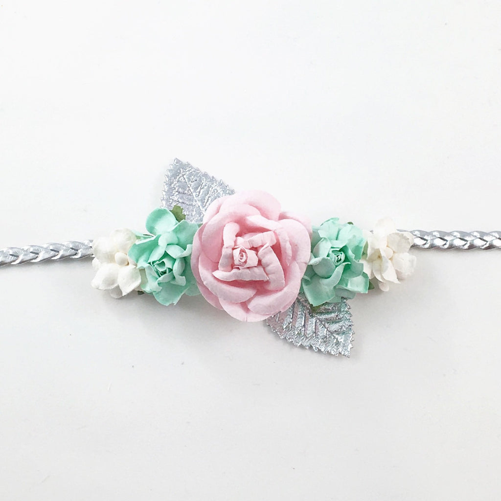Valentina- Mint, Pink, White and Silver Headband