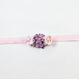 Mommy and Me- Pink and Purple flowers on Pink Headband