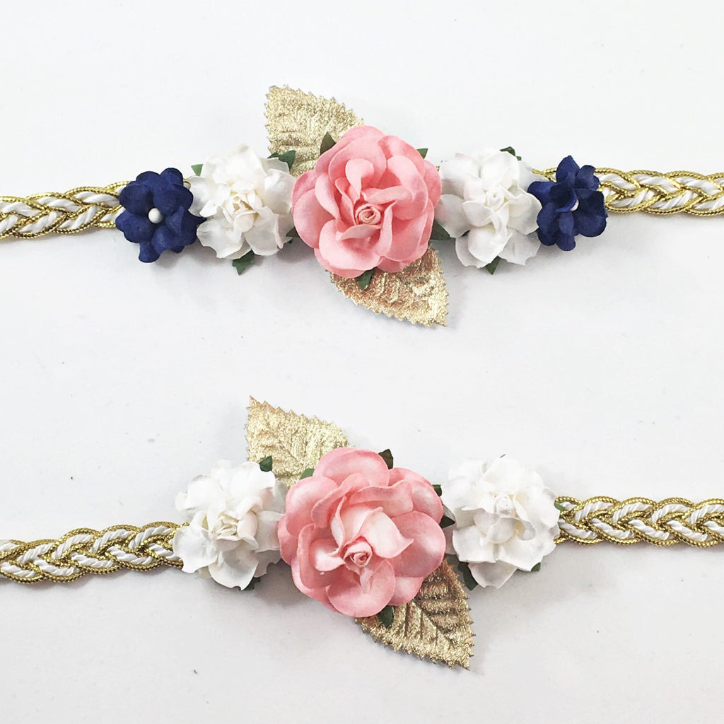 Mommy and Me- Coral, Cream and Navy Headband