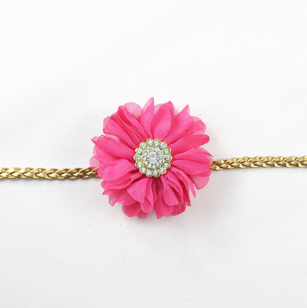 Luciana- Hot Pink and Gold Headband